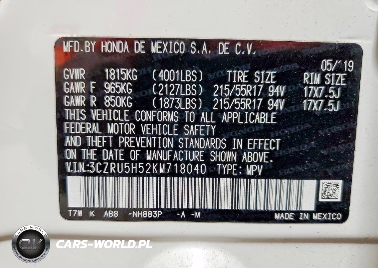 2019 Honda Hr-V Ex VIN:3CZRU5H52KM718040 - 13