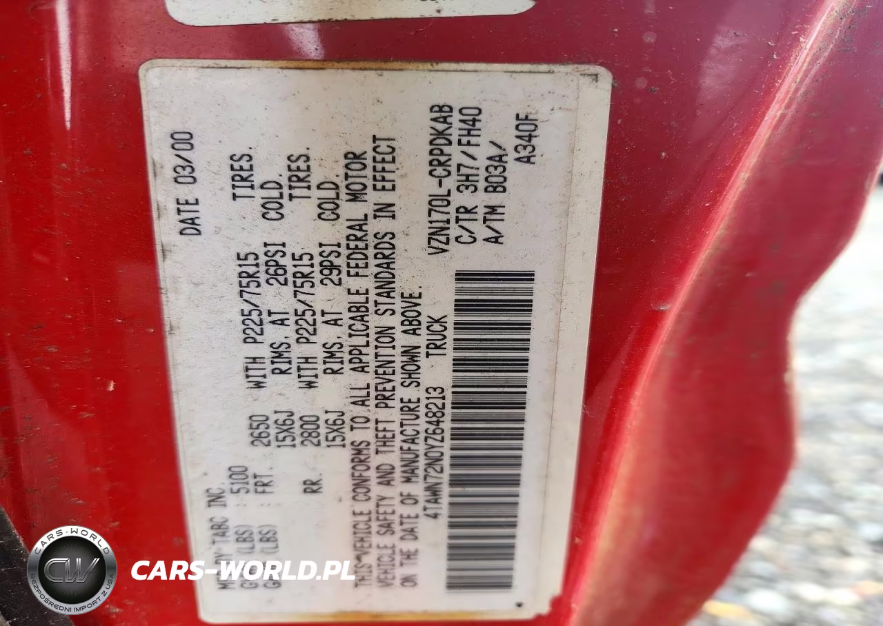 2000 Toyota Tacoma Xtracab VIN:4TAWN72N0YZ648213 - 12