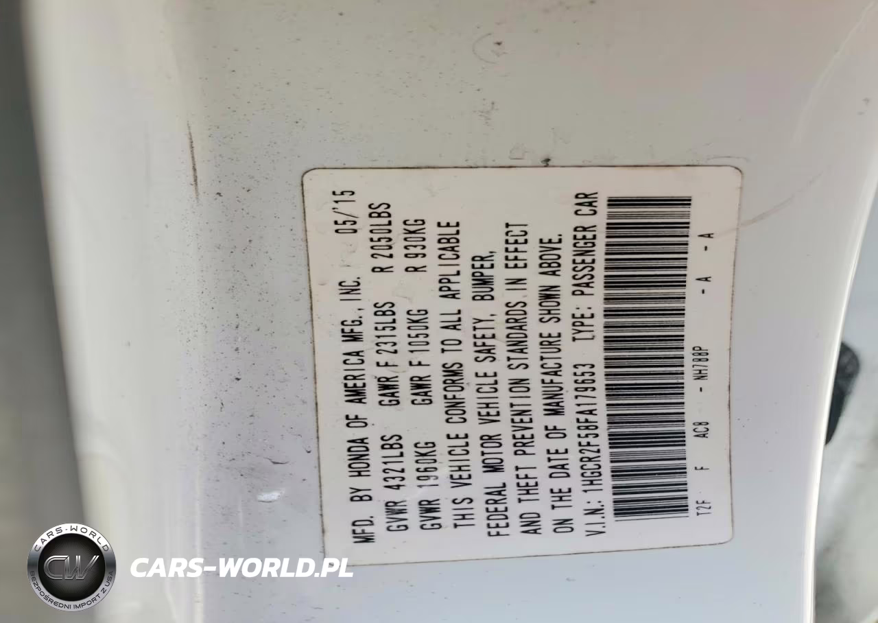 2015 Honda Accord Sport VIN:1HGCR2F58FA179653 - 13
