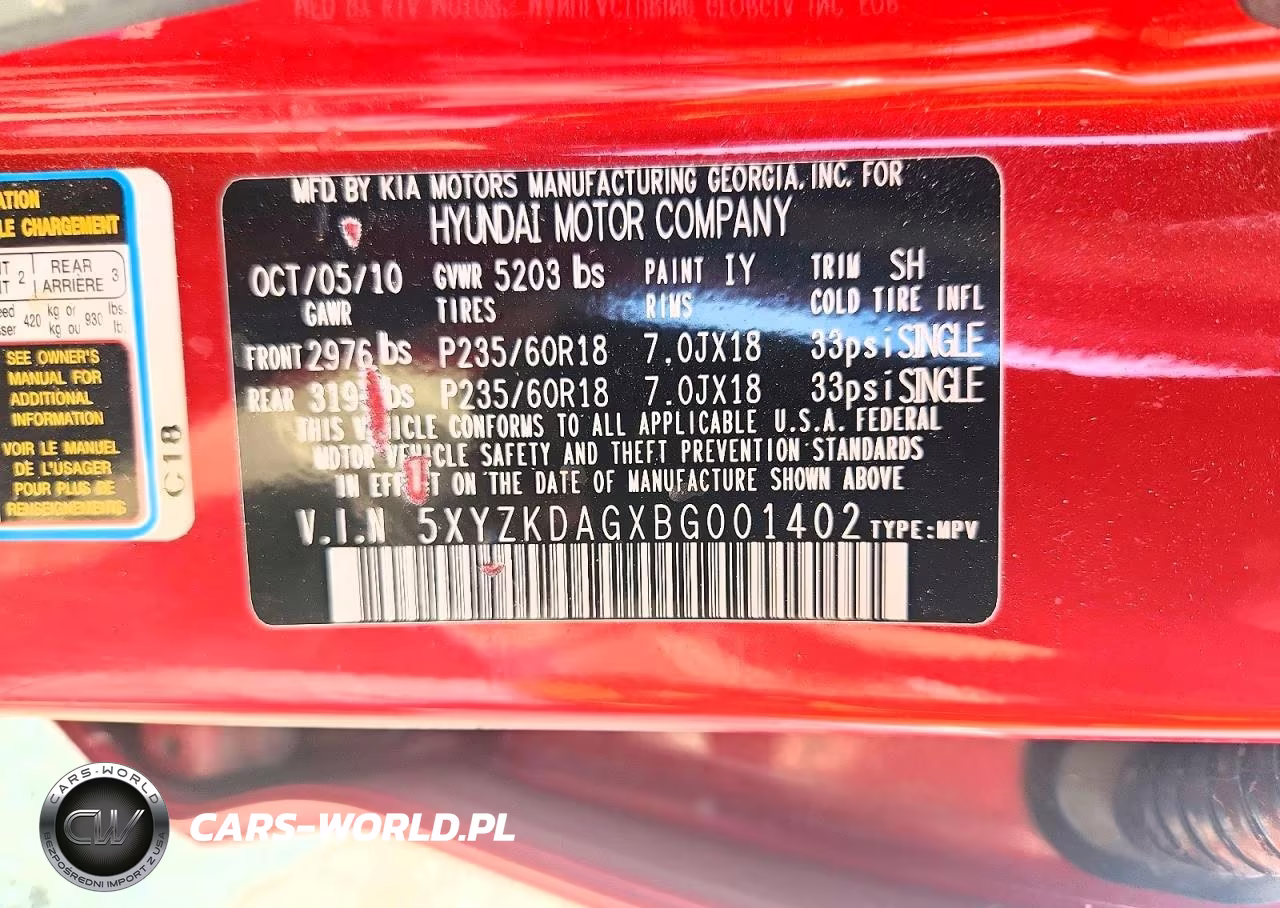 2011 Hyundai Santa Fe Limited VIN:5XYZKDAGXBG001402 - 12