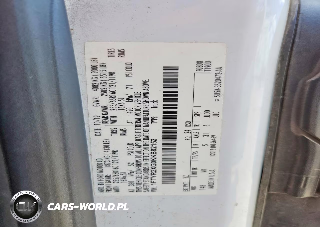 2019 Ford Transit T-250 VIN:1FTYR2XG0KKB82152 - 13