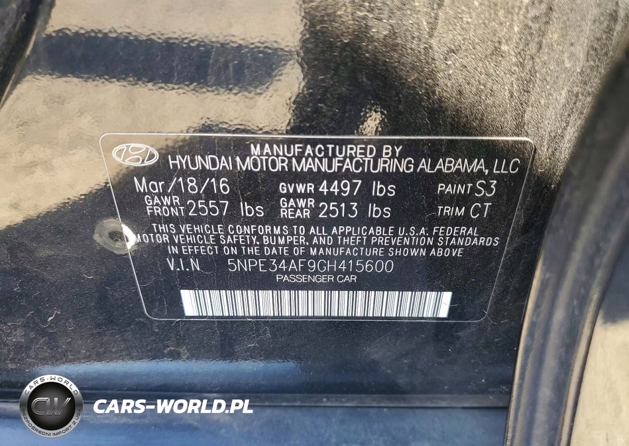 2016 Hyundai Sonata Sport VIN:5NPE34AF9GH415600 - 13
