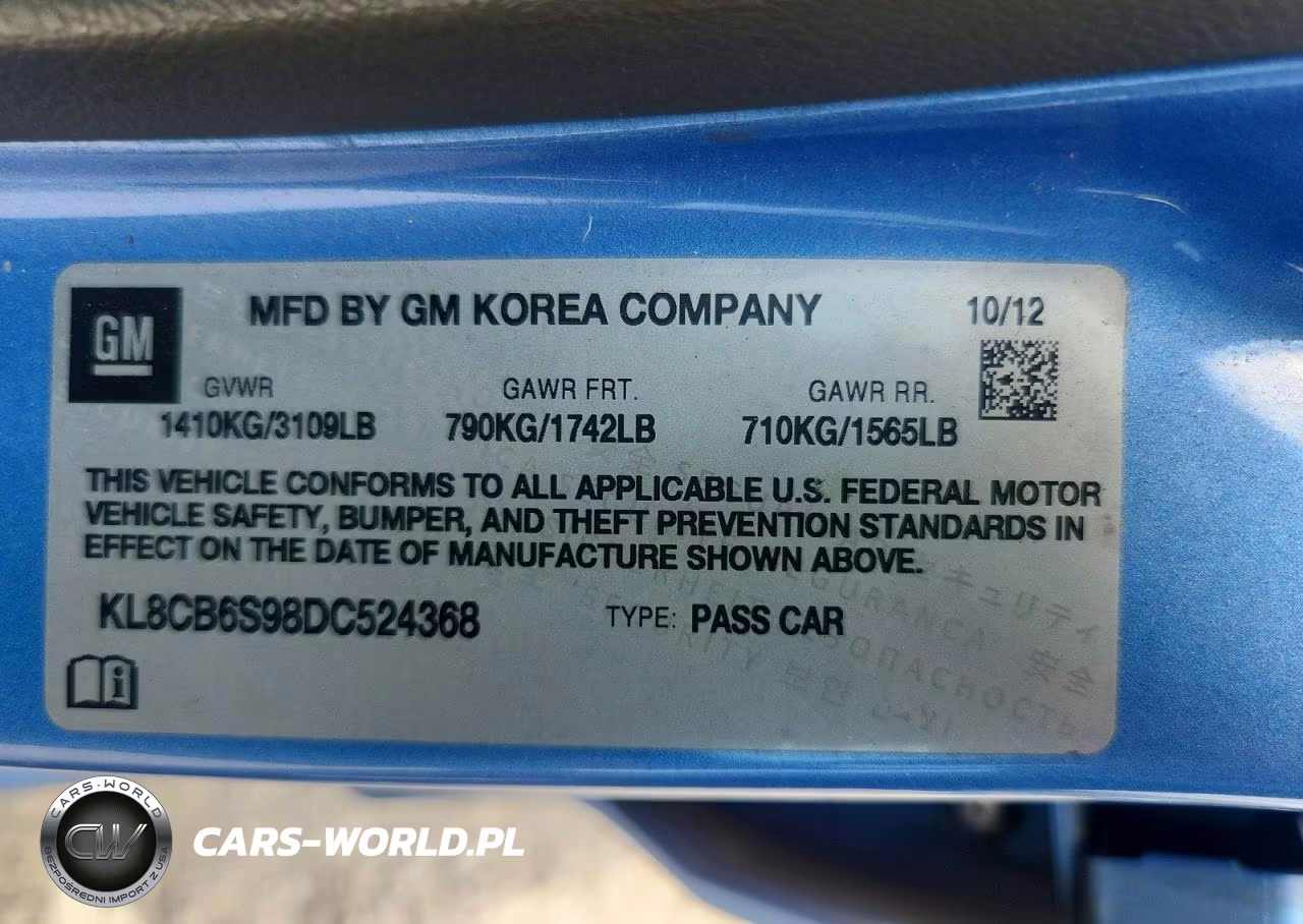 2013 Chevrolet Spark Ls VIN:KL8CB6S98DC524368 - 12