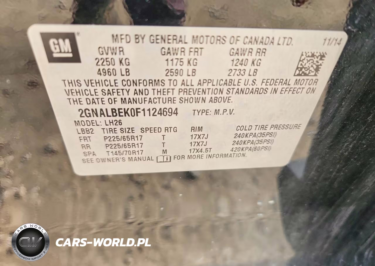 2015 Chevrolet Equinox Lt VIN:2GNALBEK0F1124694 - 13