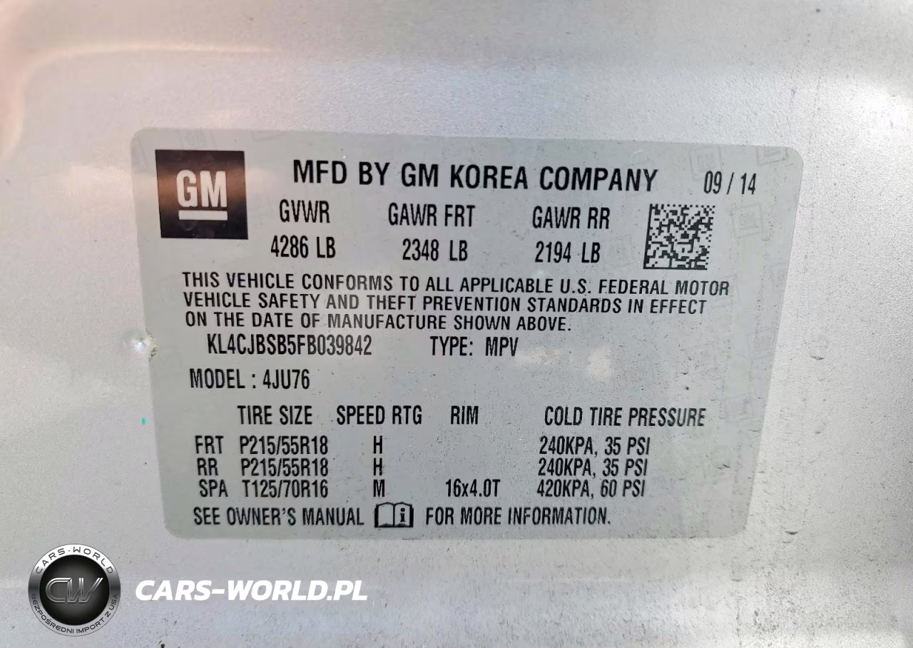 2015 Buick Encore Convenience VIN:KL4CJBSB5FB039842 - 13