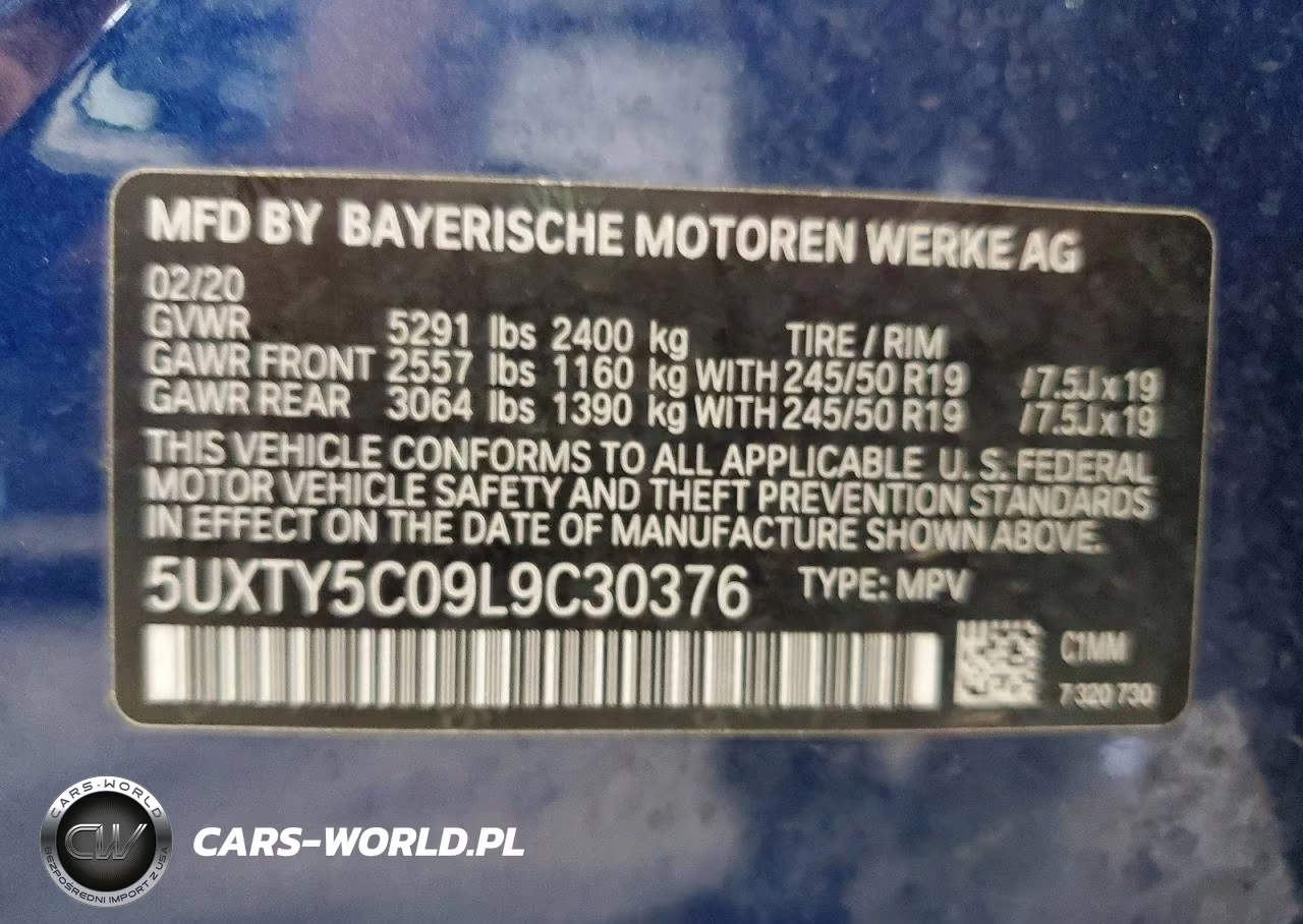 2020 BMW X3 xDrive30I VIN:5UXTY5C09L9C30376 - 13