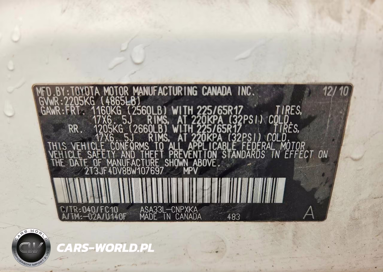 2011 Toyota Rav4 Base VIN:2T3JF4DV8BW107697 - 13