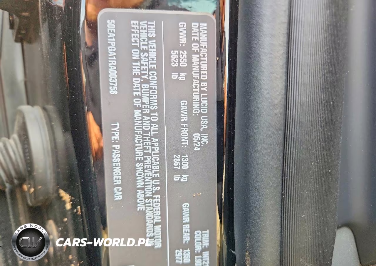 2024 Lucid Motors Air Pure VIN:50EA1PGA1RA003758 - 12