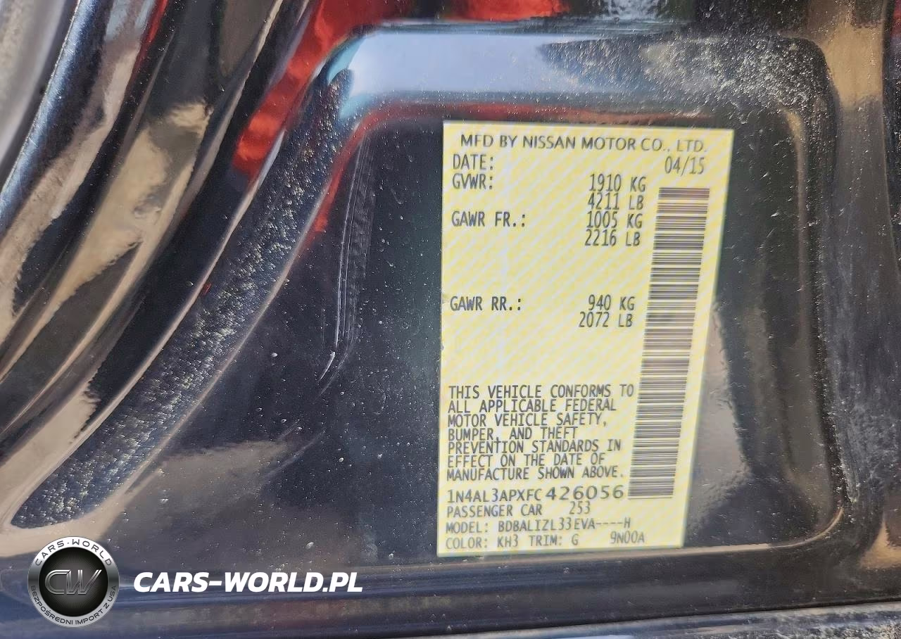 2015 Nissan Altima 2.5 Sv VIN:1N4AL3APXFC426056 - 12