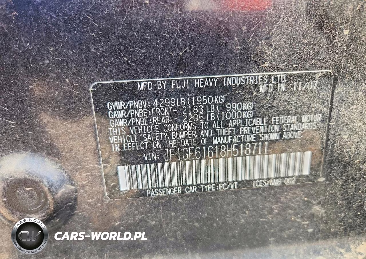 2008 Subaru Impreza Sedan (Ny-Nj VIN:JF1GE61618H518711 - 13