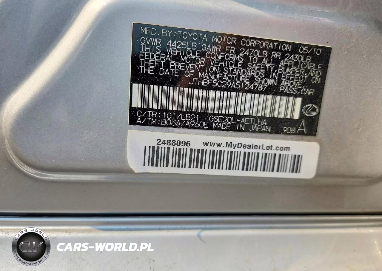 2010 Lexus Is 250 VIN:JTHBF5C29A5124787 - 13