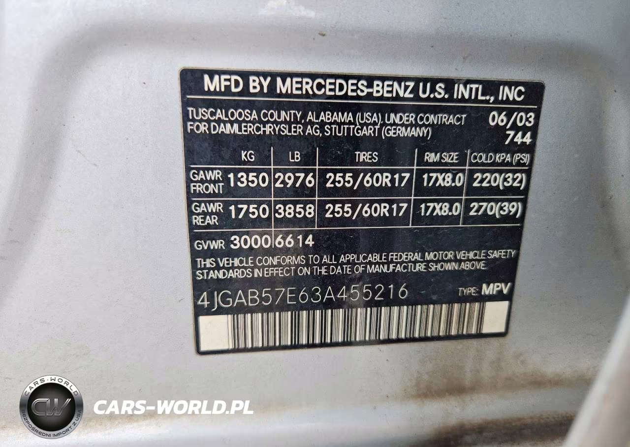 2003 Mercedes-Benz Ml 350 VIN:4JGAB57E63A455216 - 13