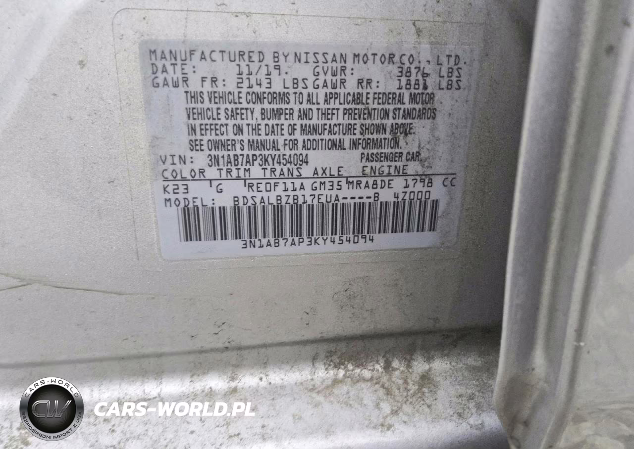 2019 Nissan Sentra S VIN:3N1AB7AP3KY454094 - 13