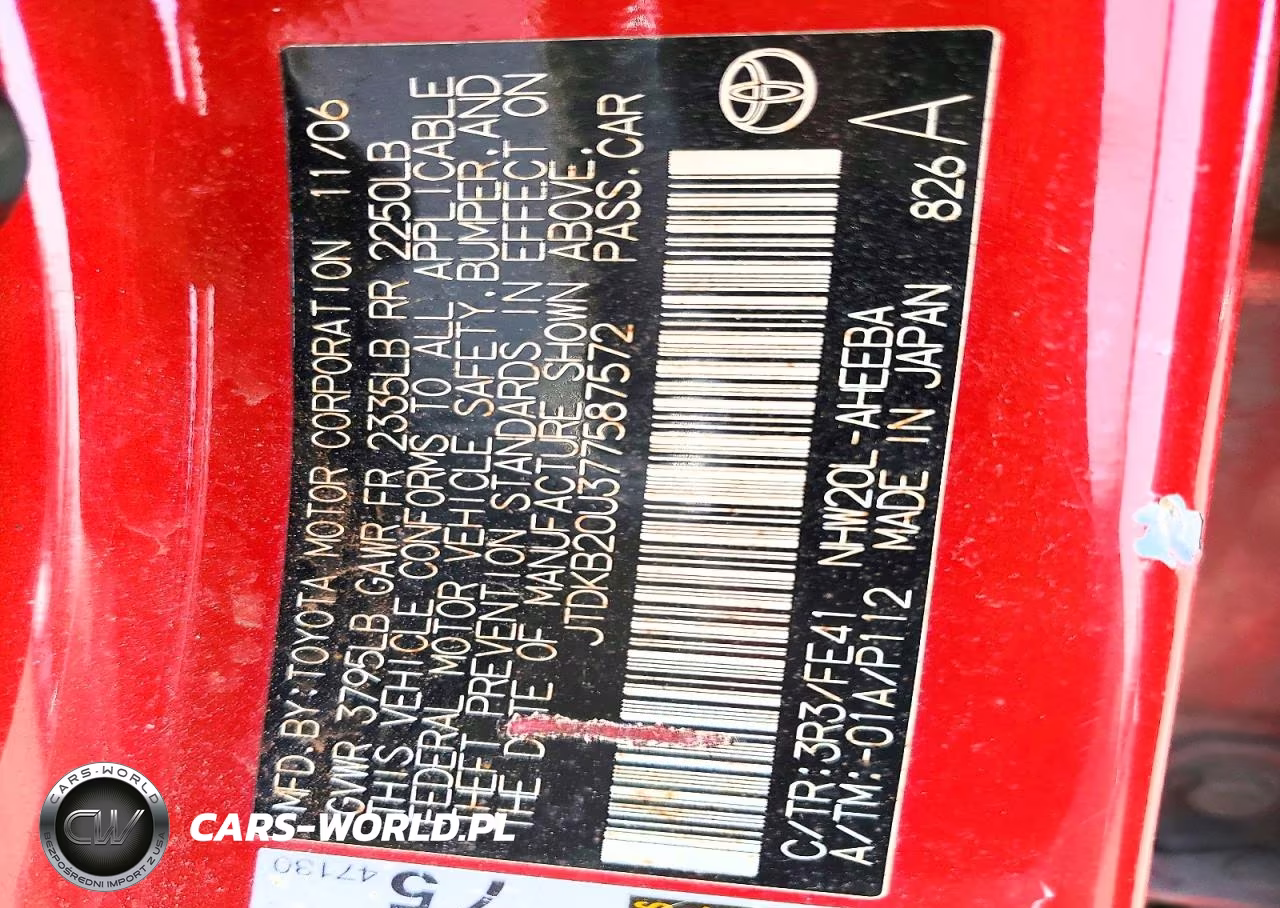 2007 Toyota Prius Base VIN:JTDKB20U377587572 - 12