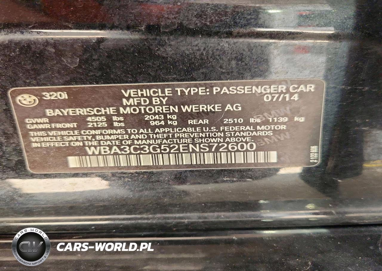 2014 BMW 320 I xDrive VIN:WBA3C3G52ENS72600 - 12