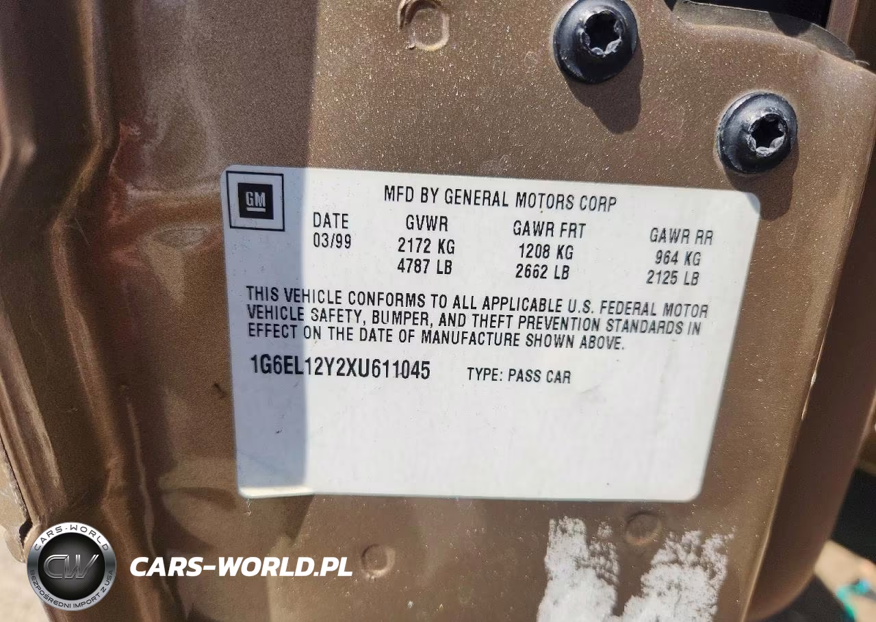 1999 Cadillac Eldorado VIN:1G6EL12Y2XU611045 - 12