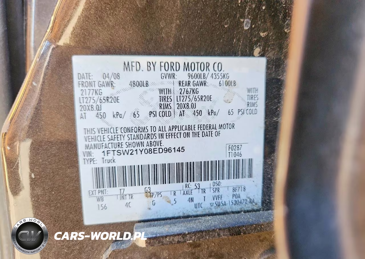 2008 Ford F250 Super Duty VIN:1FTSW21Y08ED96145 - 12