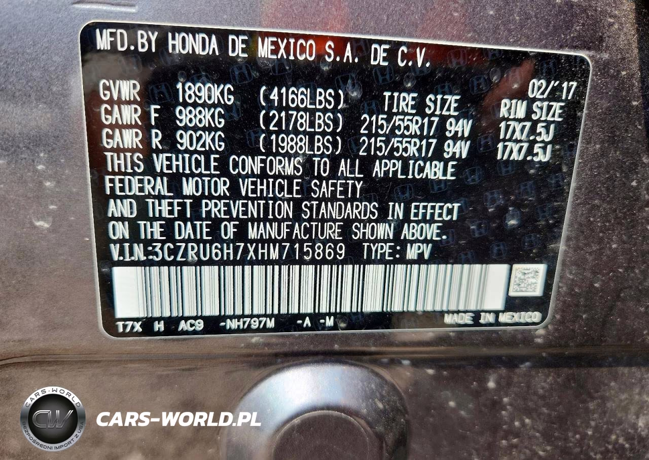 2017 Honda Hr-V Exl VIN:3CZRU6H7XHM715869 - 14