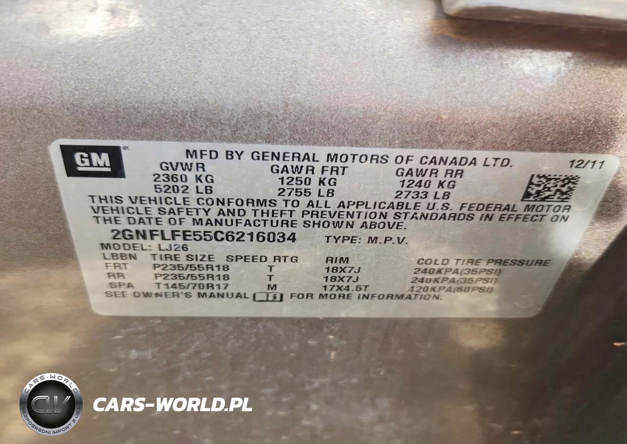 2012 Chevrolet Equinox Ltz VIN:2GNFLFE55C6216034 - 13