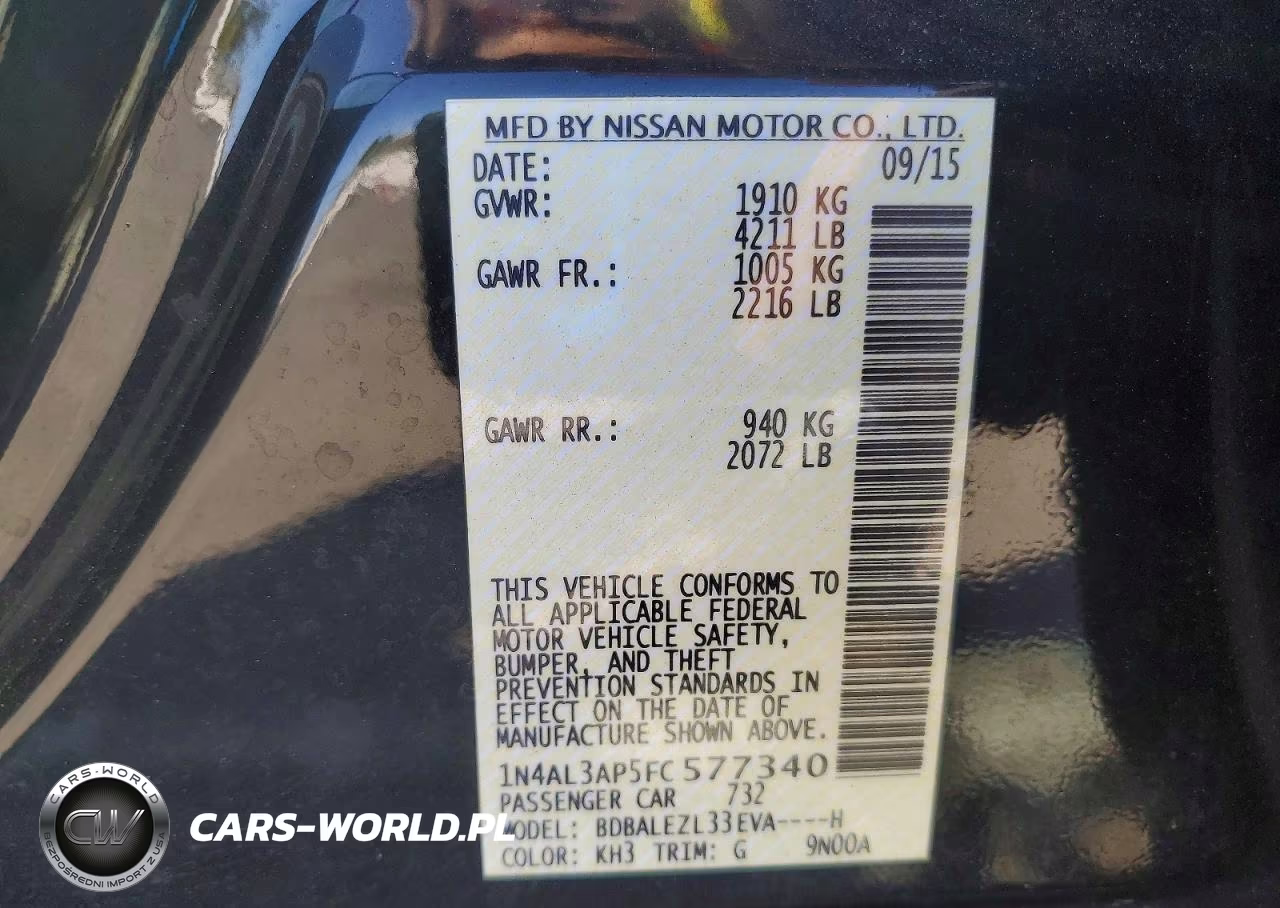2015 Nissan Altima 2.5 S VIN:1N4AL3AP5FC577340 - 12