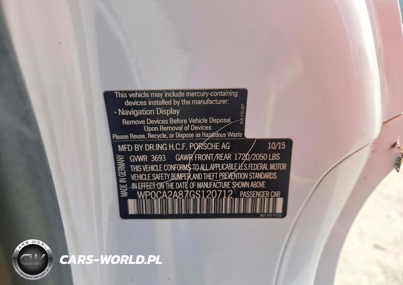2016 Porsche Boxster VIN:WP0CA2A87GS120712 - 12