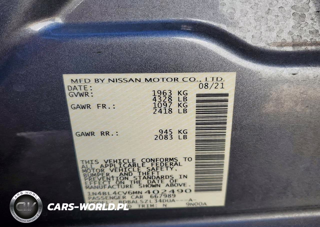 2021 Nissan Altima Sr VIN:1N4BL4CV6MN402490 - 12