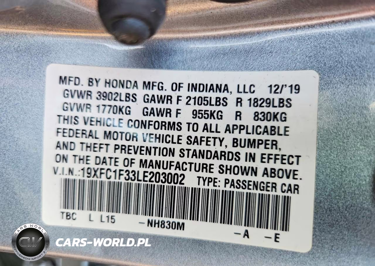 2020 Honda Civic Ex VIN:19XFC1F33LE203002 - 13