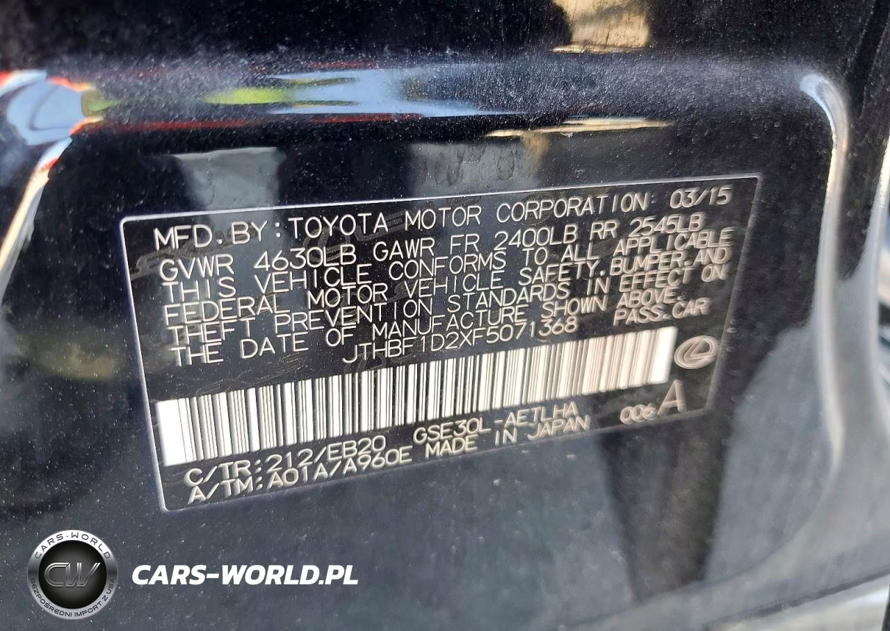 2015 Lexus Is 250 VIN:JTHBF1D2XF5071368 - 13