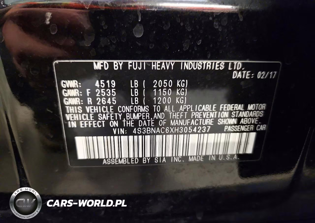 2017 Subaru Legacy 2.5I Premium VIN:4S3BNAC6XH3054237 - 12