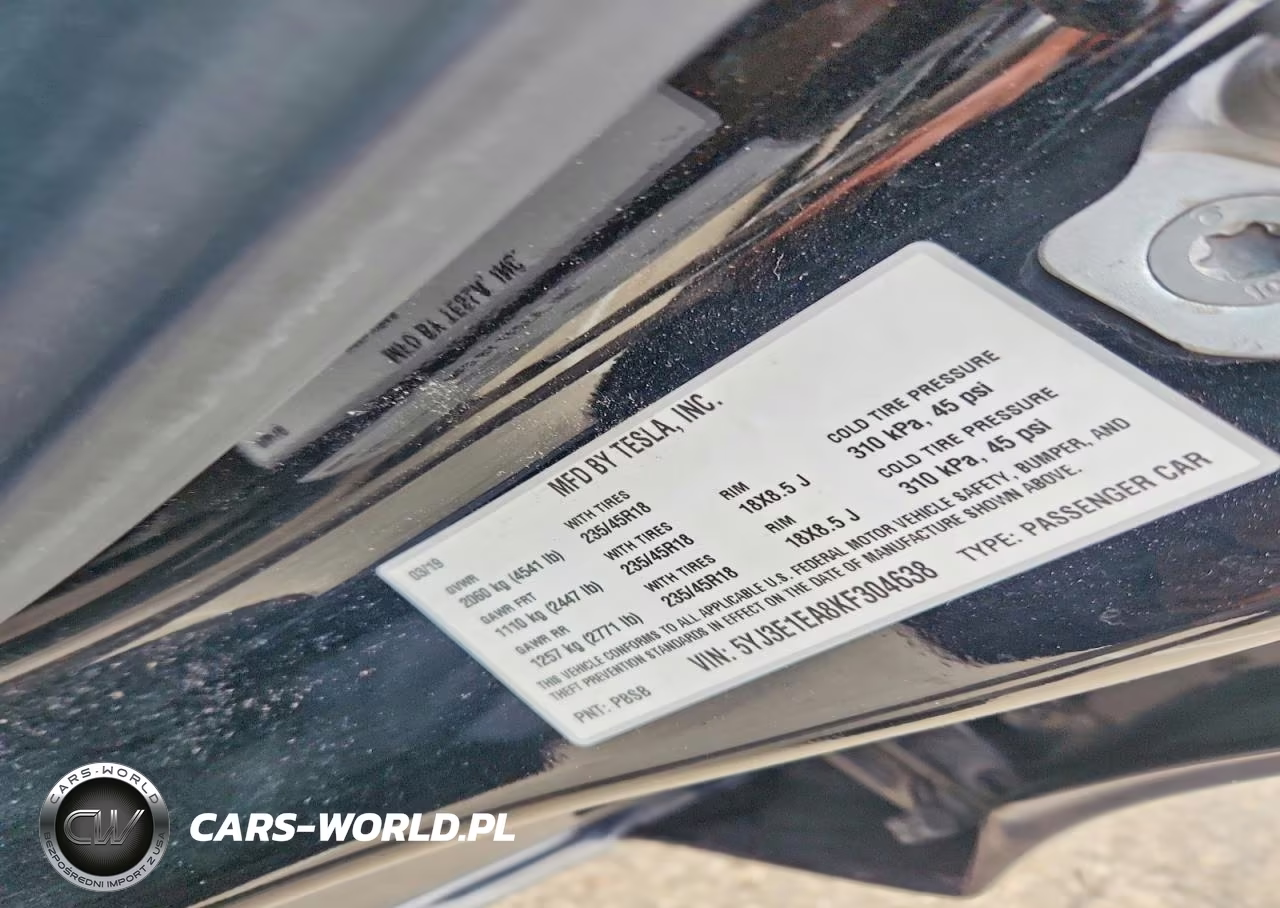 2019 Tesla Model 3 VIN:5YJ3E1EA8KF304638 - 12