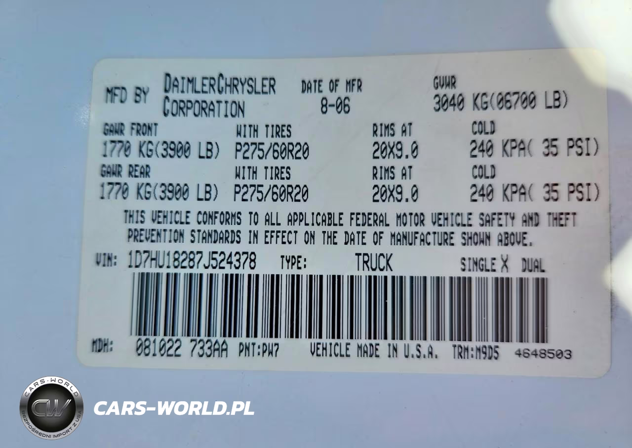 2007 Dodge Ram 1500 St VIN:1D7HU18287J524378 - 12