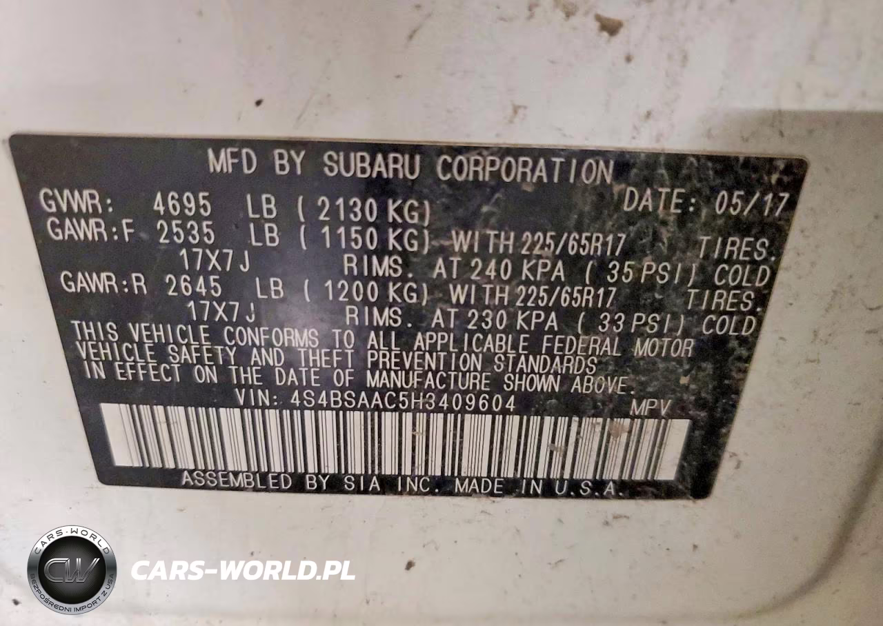 2017 Subaru Outback 2.5I VIN:4S4BSAAC5H3409604 - 13