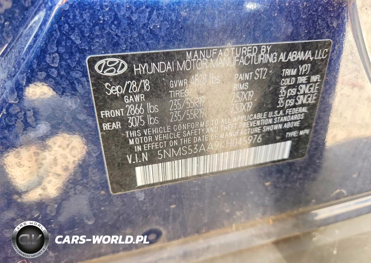 2019 Hyundai Santa Fe Limited 2.0T VIN:5NMS53AA9KH045976 - 13
