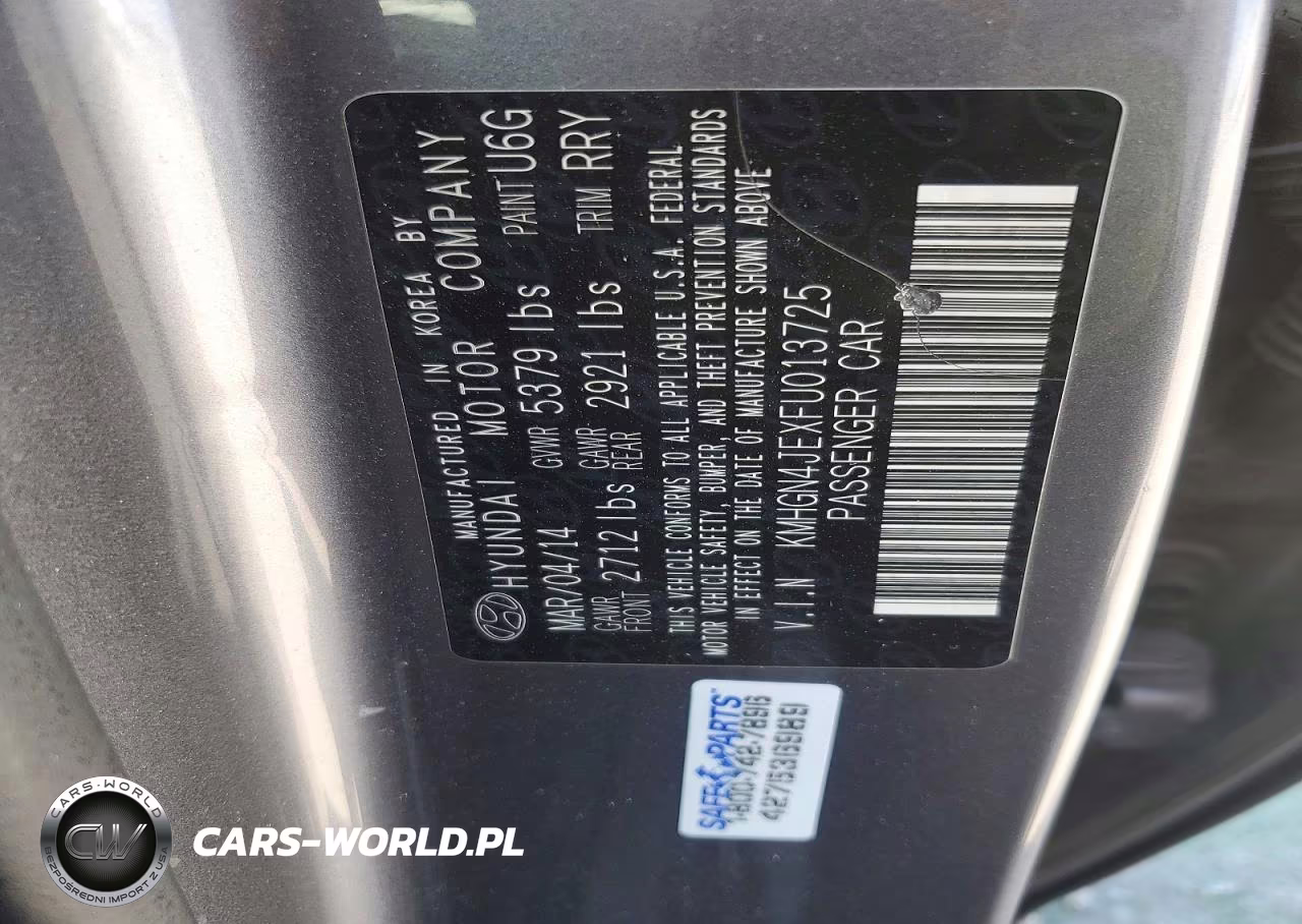 2015 Hyundai Genesis 3.8L VIN:KMHGN4JEXFU013725 - 12