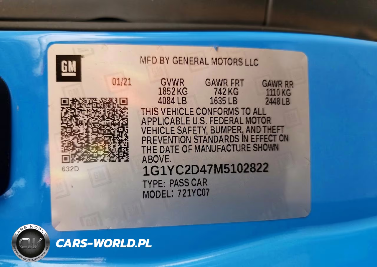 2021 Chevrolet Corvette Stingray 3Lt VIN:1G1YC2D47M5102822 - 12