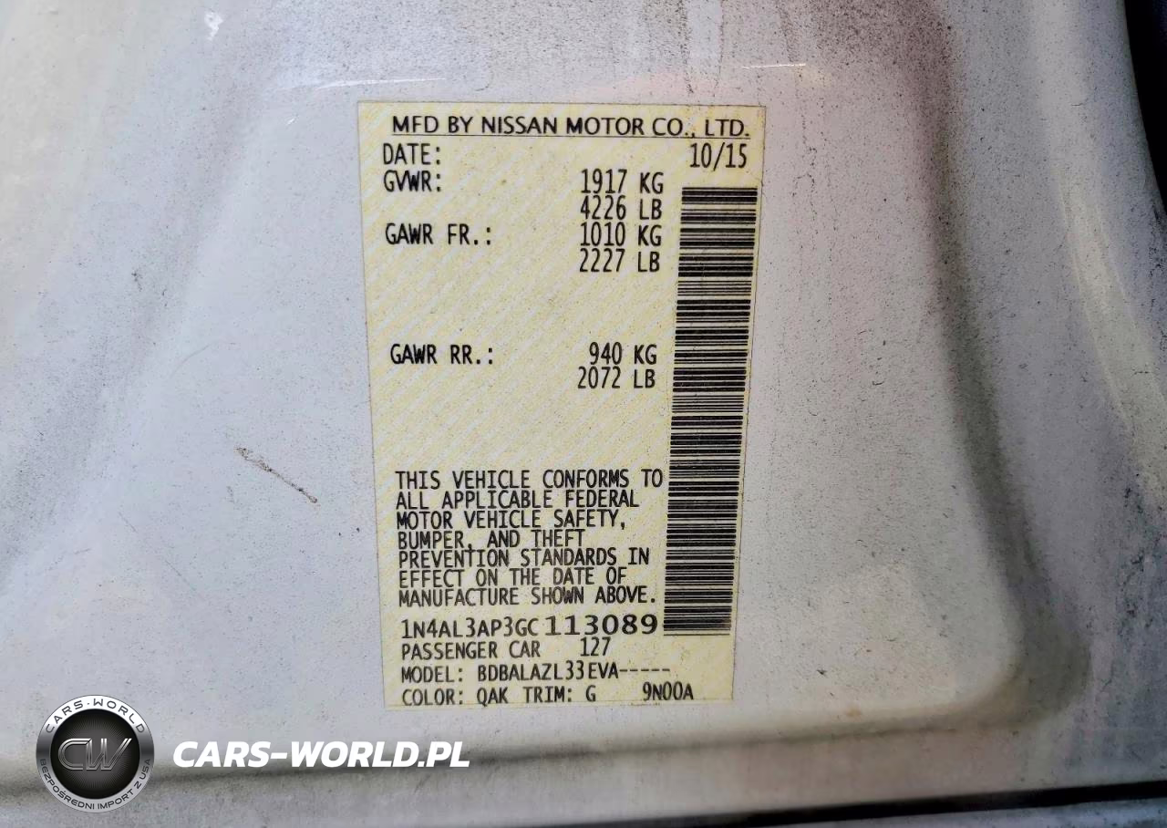 2016 Nissan Altima 2.5 VIN:1N4AL3AP3GC113089 - 12