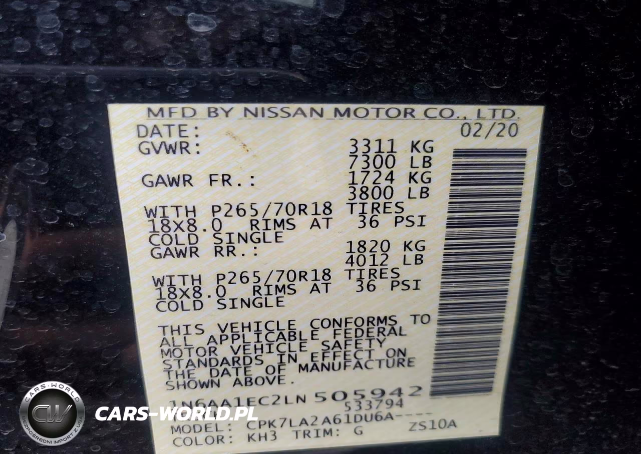 2020 Nissan Titan S VIN:1N6AA1EC2LN505942 - 12