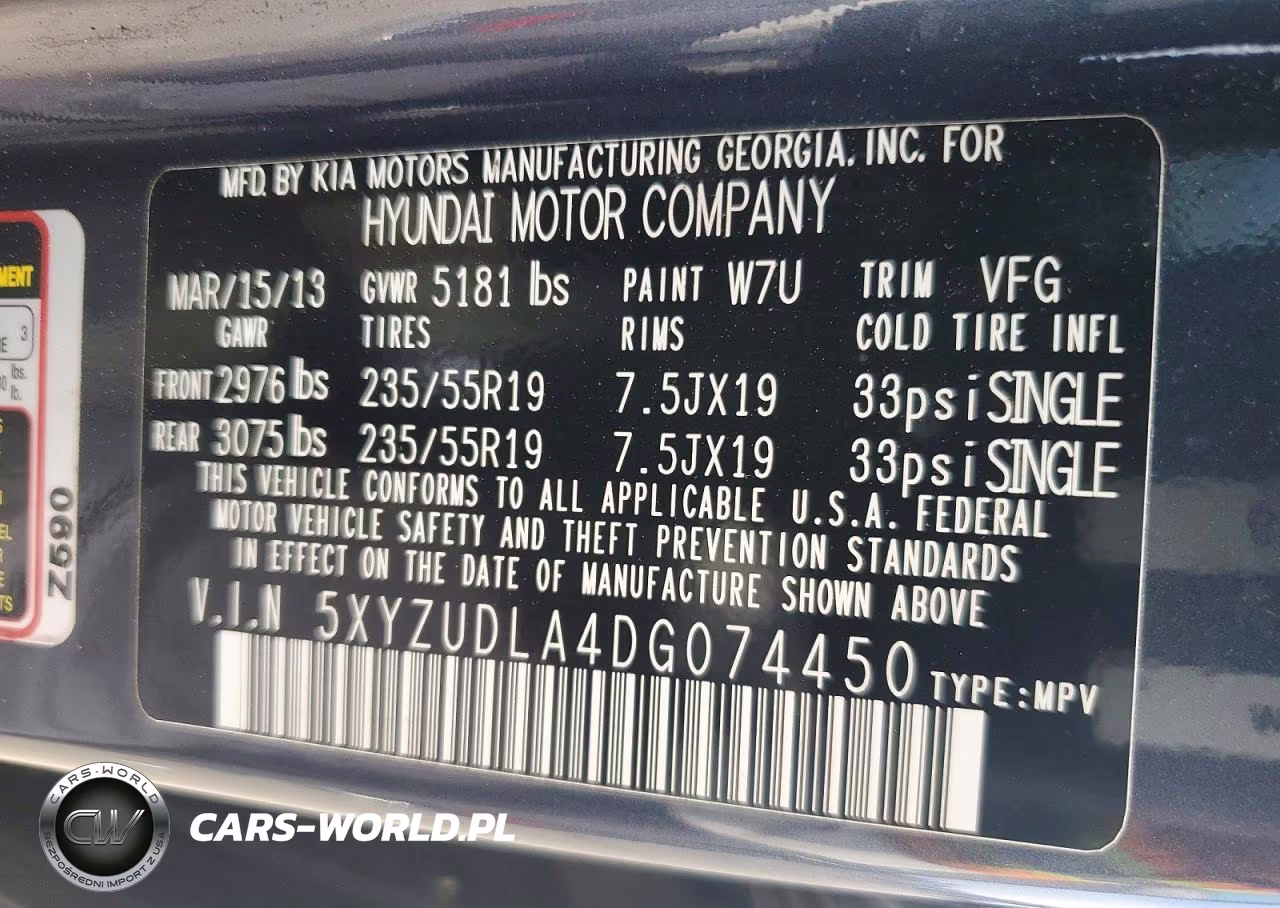 2013 Hyundai Santa Fe Sport 2.0T VIN:5XYZUDLA4DG074450 - 13