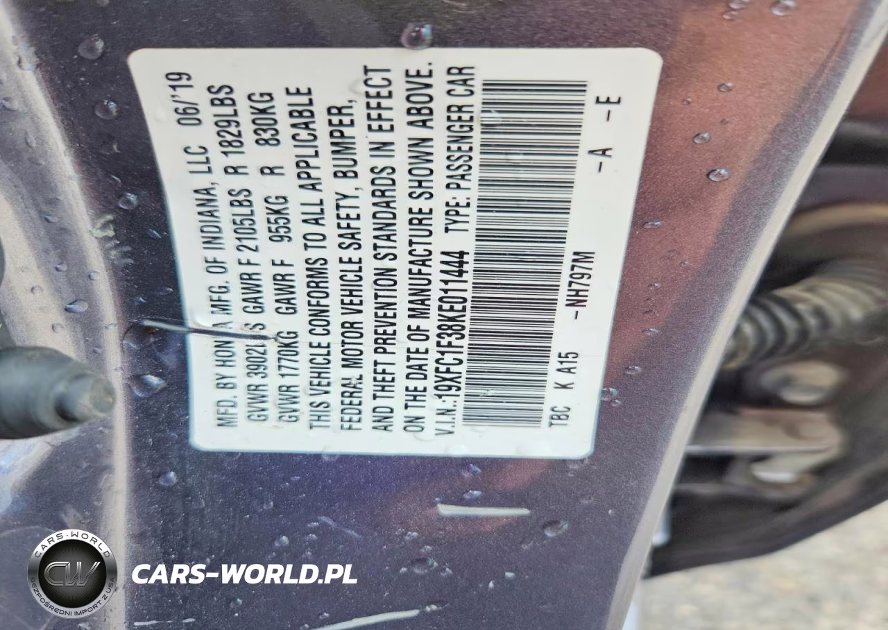 2019 Honda Civic Ex VIN:19XFC1F38KE011444 - 12