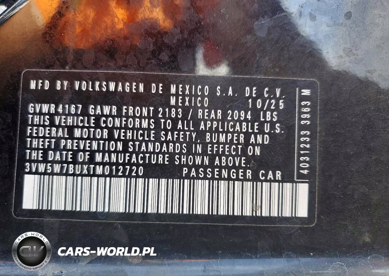 2026 Volkswagen Jetta S VIN:3VW5W7BUXTM012720 - 13
