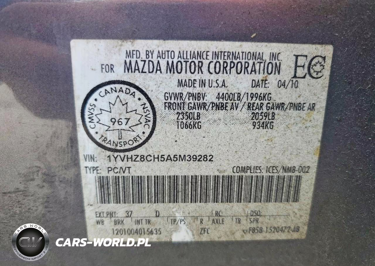 2010 Mazda 6 I VIN:1YVHZ8CH5A5M39282 - 12