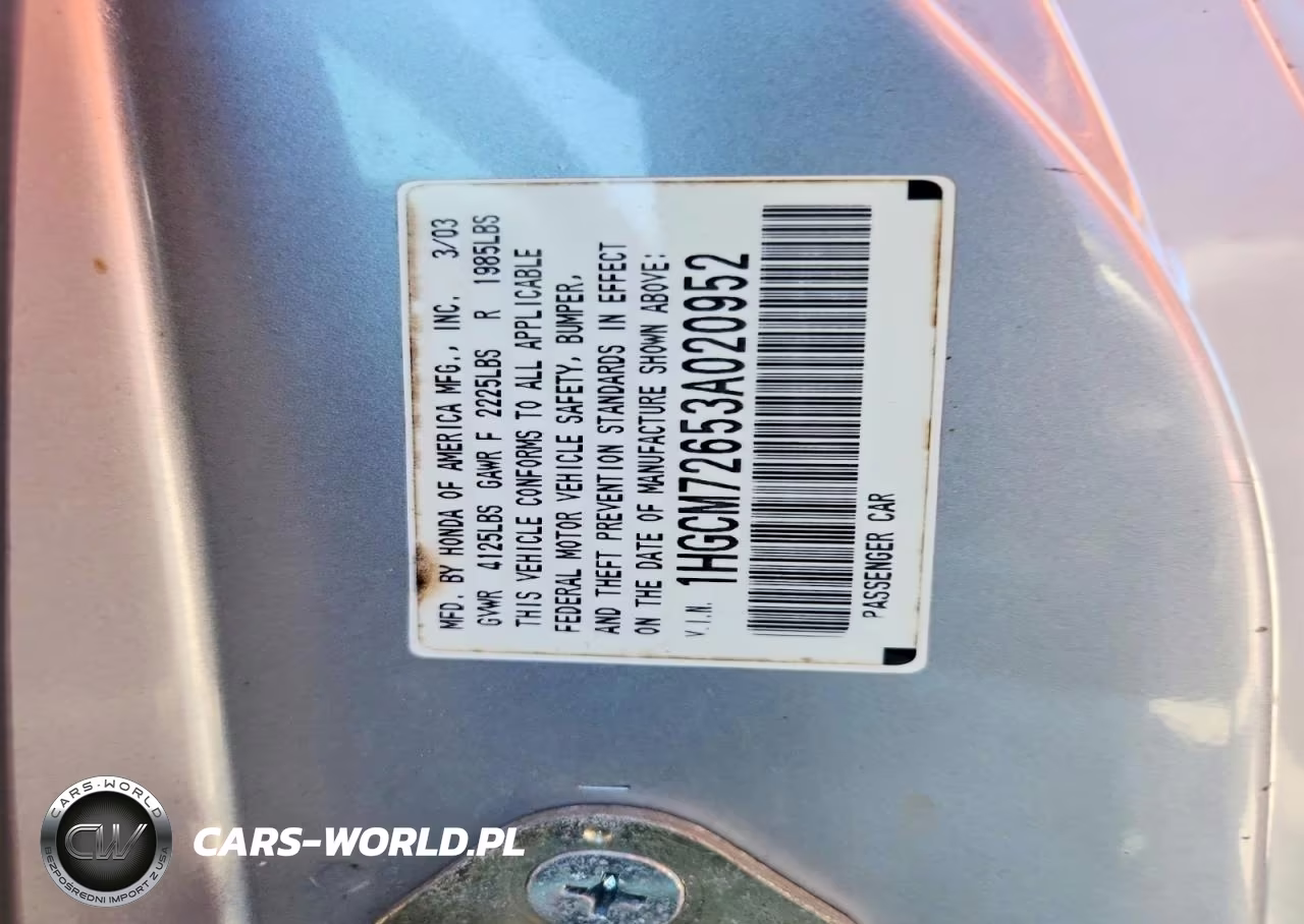 2003 Honda Accord Ex VIN:1HGCM72653A020952 - 12