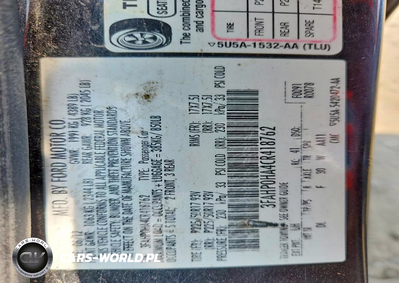 2012 Ford Fusion Se VIN:3FAHP0HA4CR418762 - 12