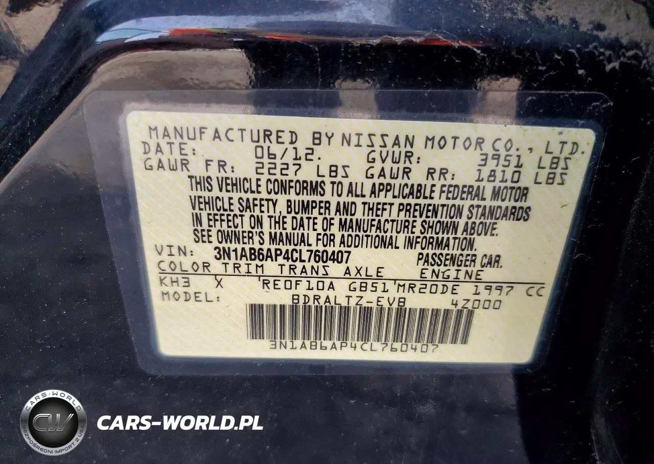 2012 Nissan Sentra 2.0 VIN:3N1AB6AP4CL760407 - 12