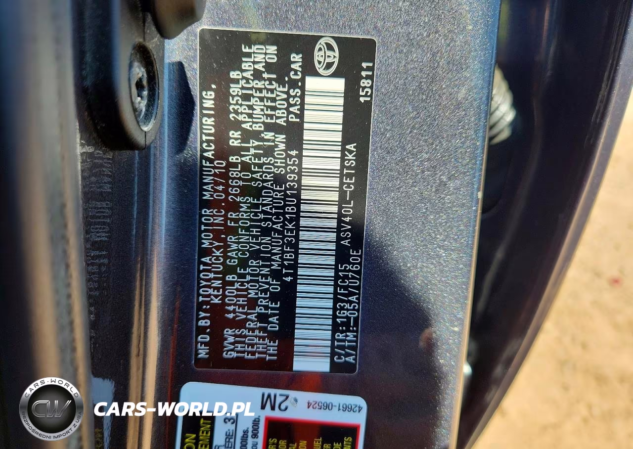 2011 Toyota Camry Base VIN:4T1BF3EK1BU139354 - 12