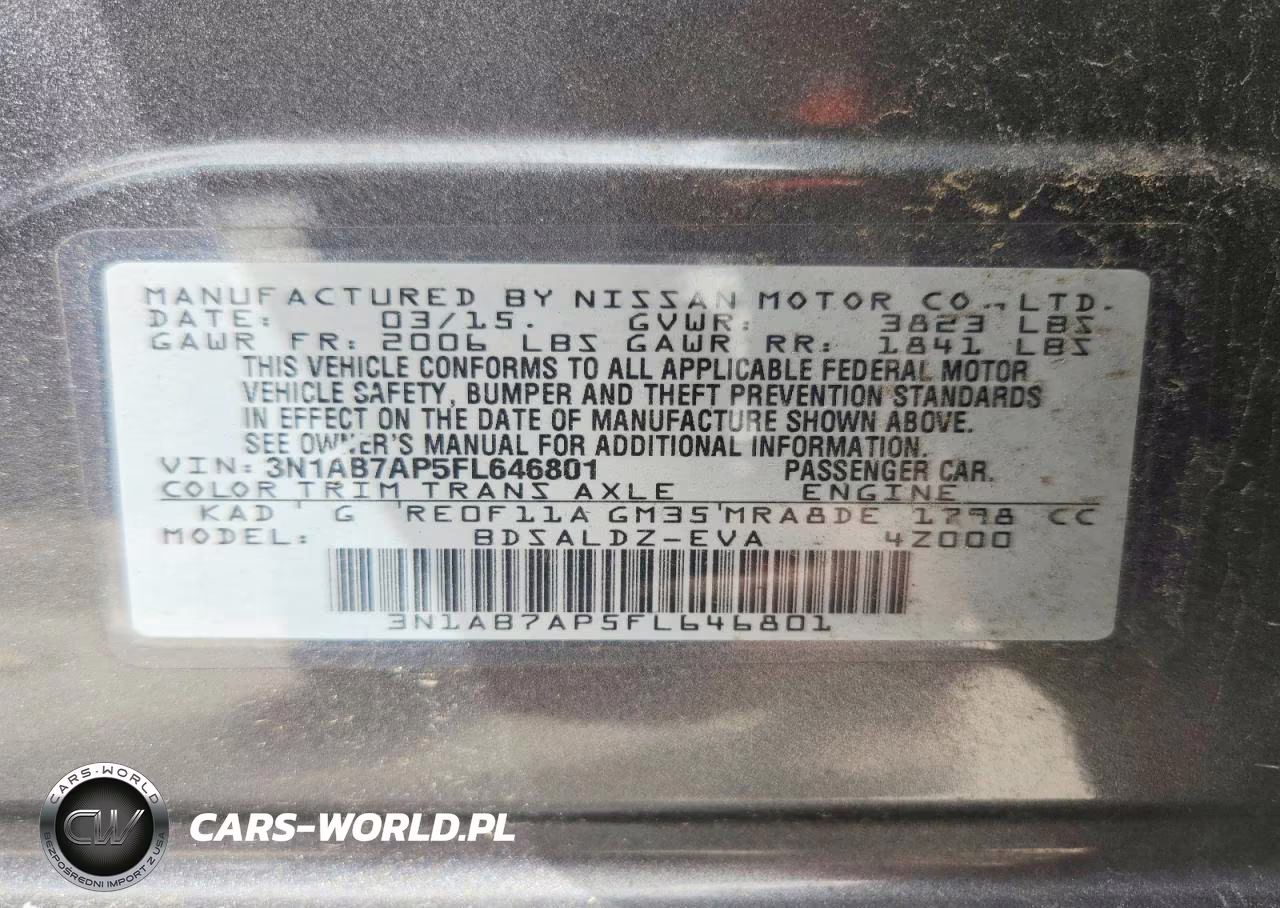 2015 Nissan Sentra Sv VIN:3N1AB7AP5FL646801 - 12