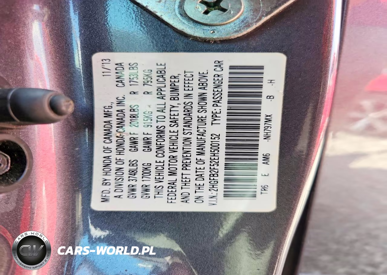 2014 Honda Civic Lx VIN:2HGFB2F52EH500152 - 12