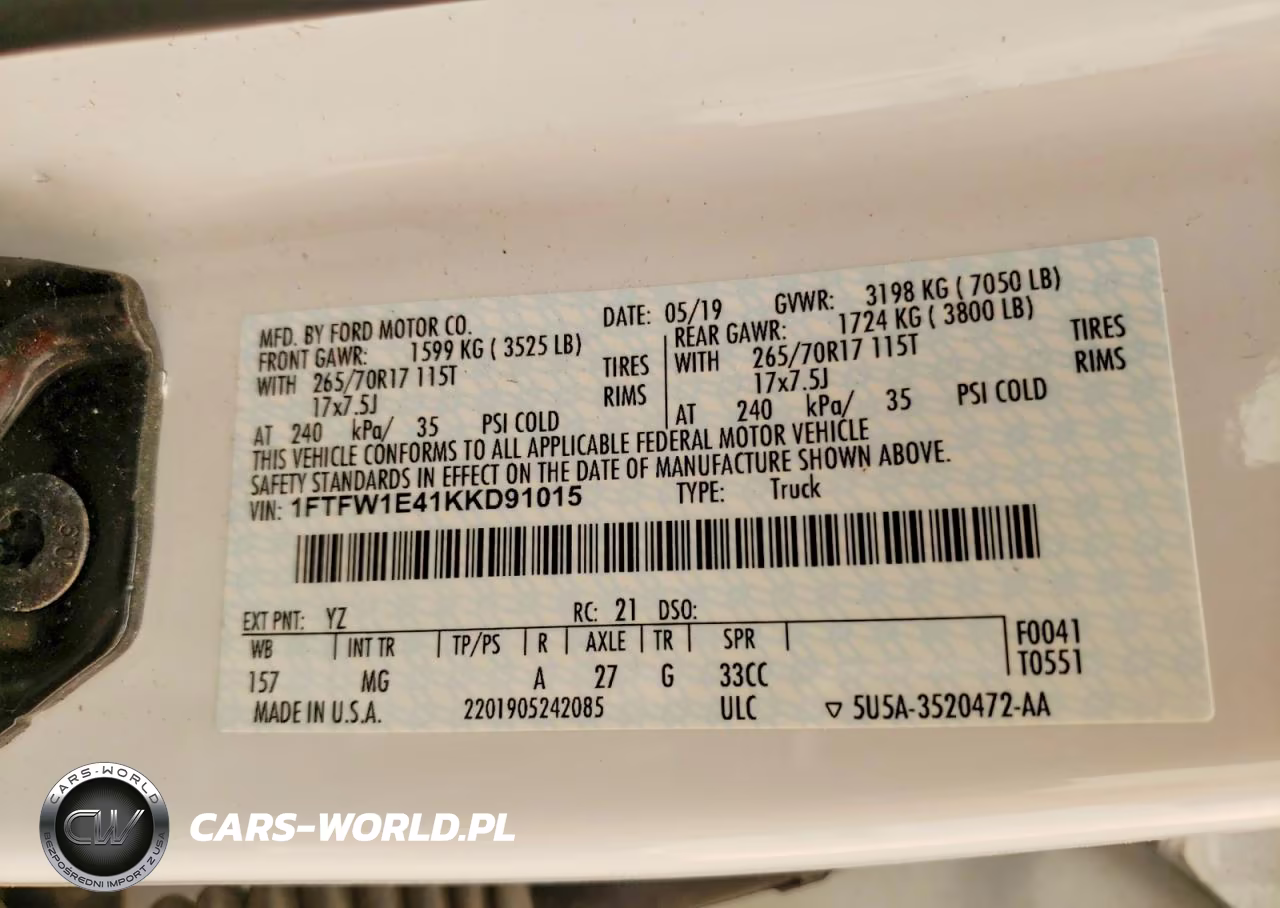 2019 Ford F150 Supercrew VIN:1FTFW1E41KKD91015 - 12