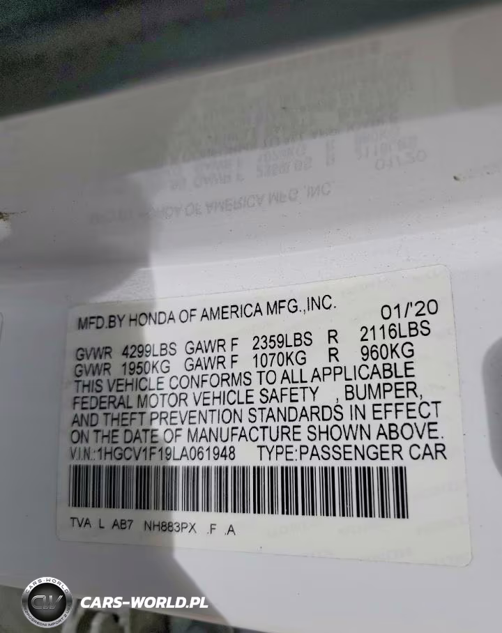 2020 Honda Accord Lx VIN:1HGCV1F19LA061948 - 12