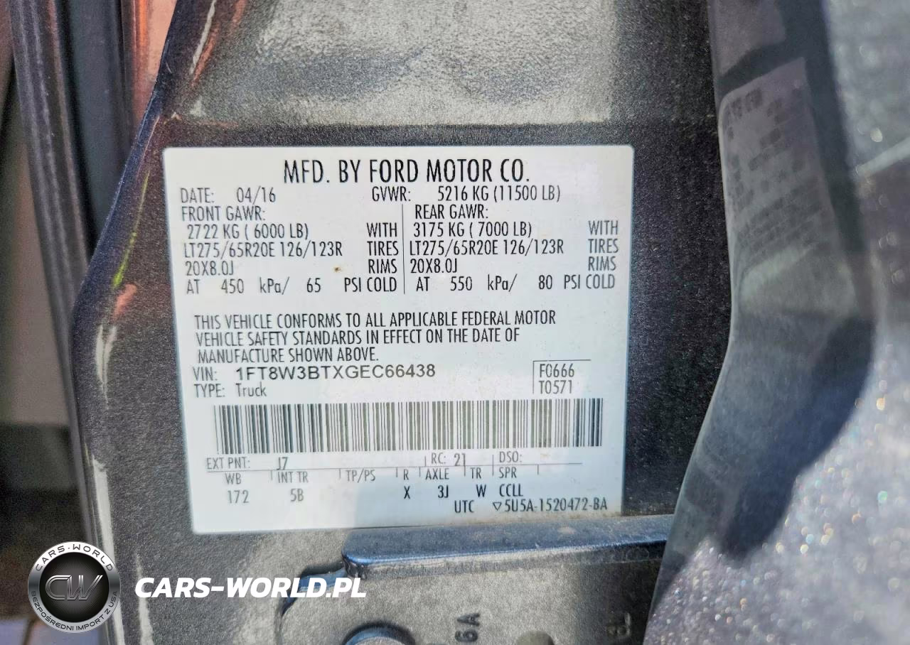 2016 Ford F350 Super Duty VIN:1FT8W3BTXGEC66438 - 12